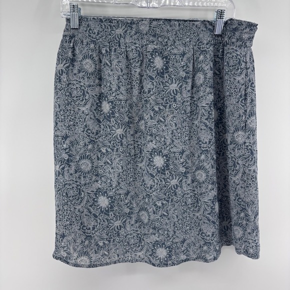 LOFT Women's Skirt Floral Knee Length Elastic Waist Blue White Large - Picture 1 of 6